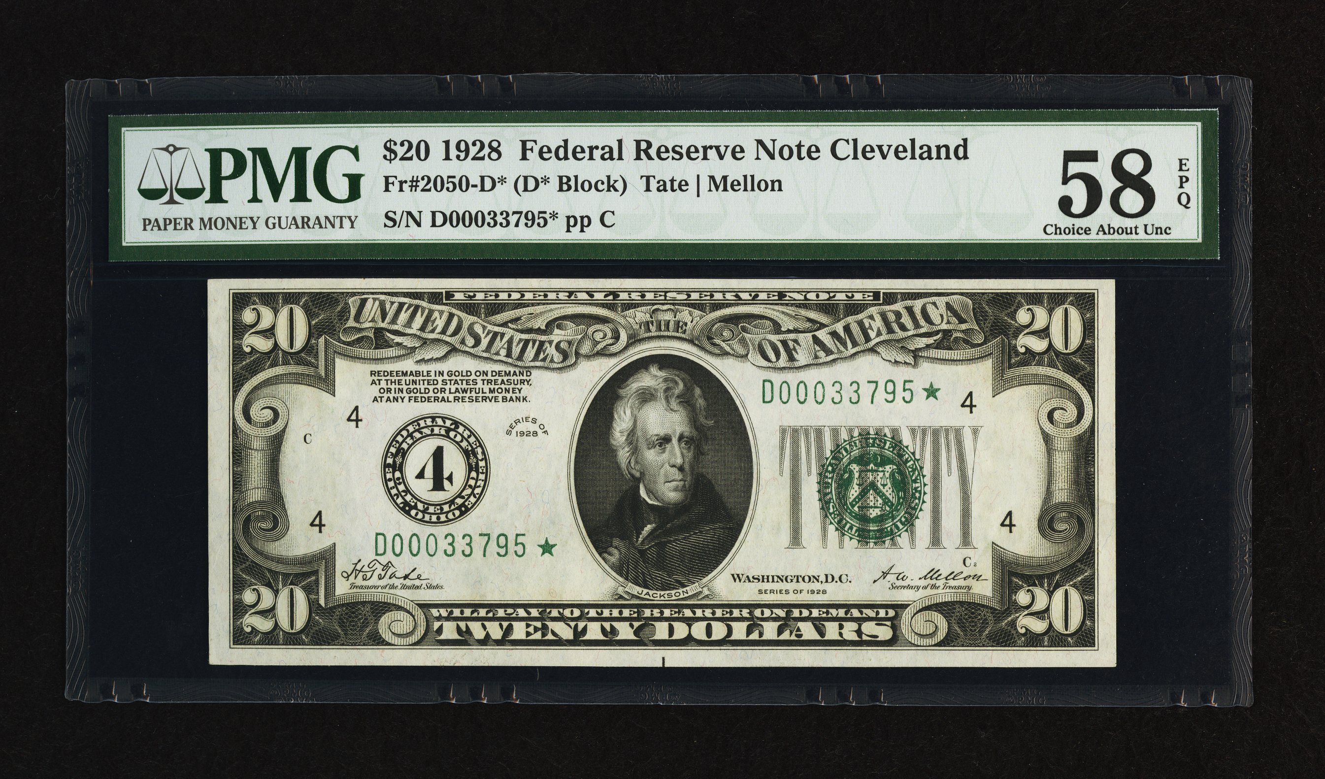 image for: Fr. 2050-D* $20 1928 Federal Reserve Note. PMG Choice About Unc 58 EPQ....