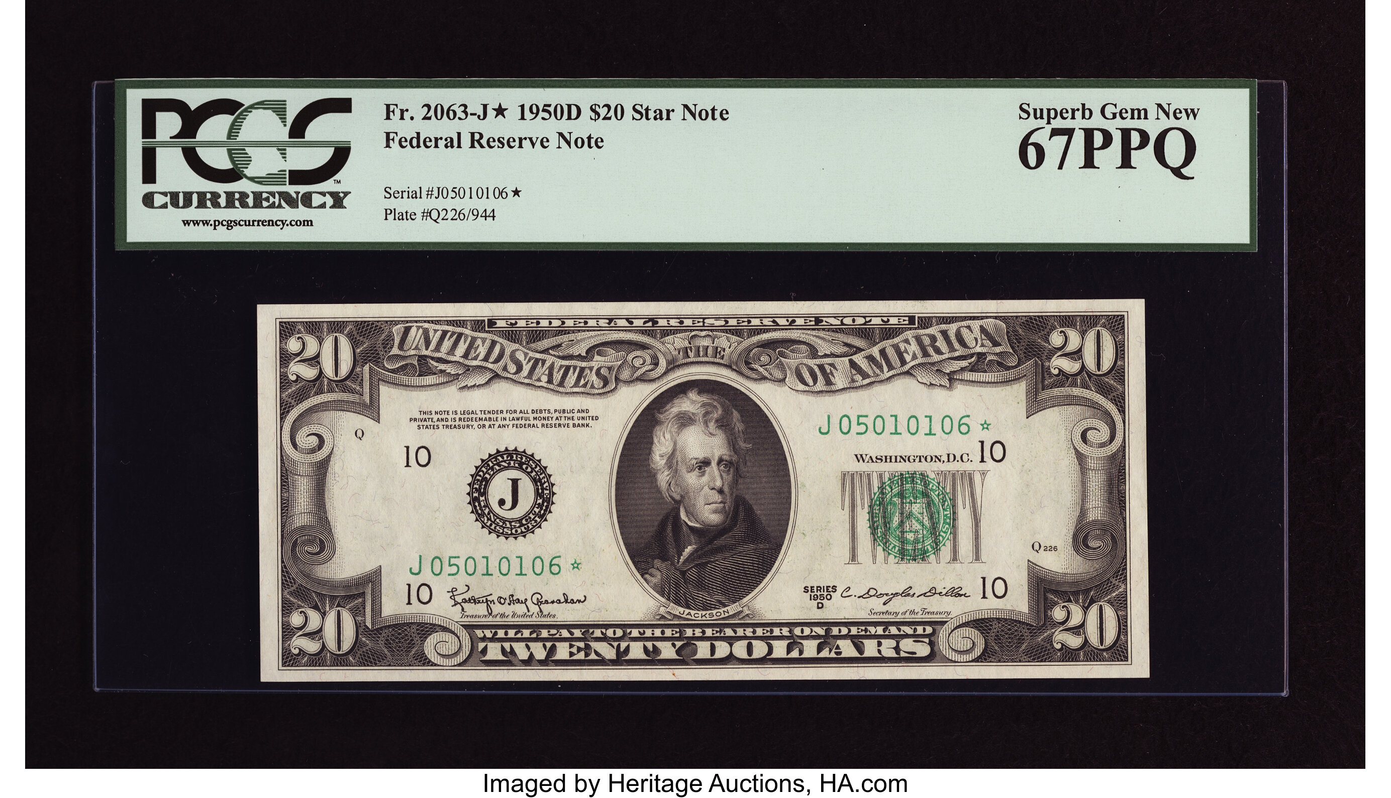 1950D $20 Kansas City, Star Replacement (Fr. 2063J*)