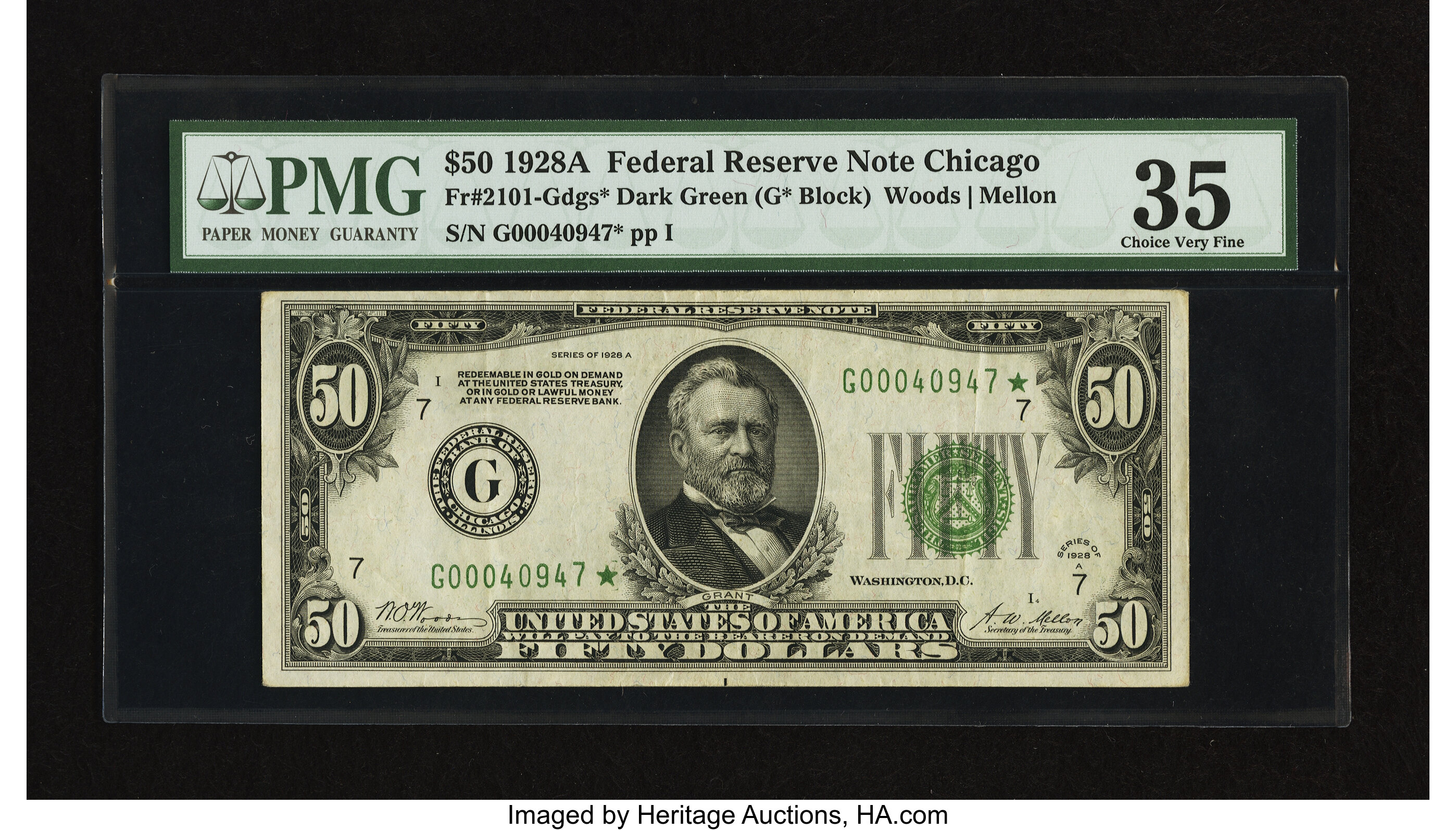 image for: Fr. 2101-G* $50 1928A Federal Reserve Note. PMG Choice Very Fine 35....