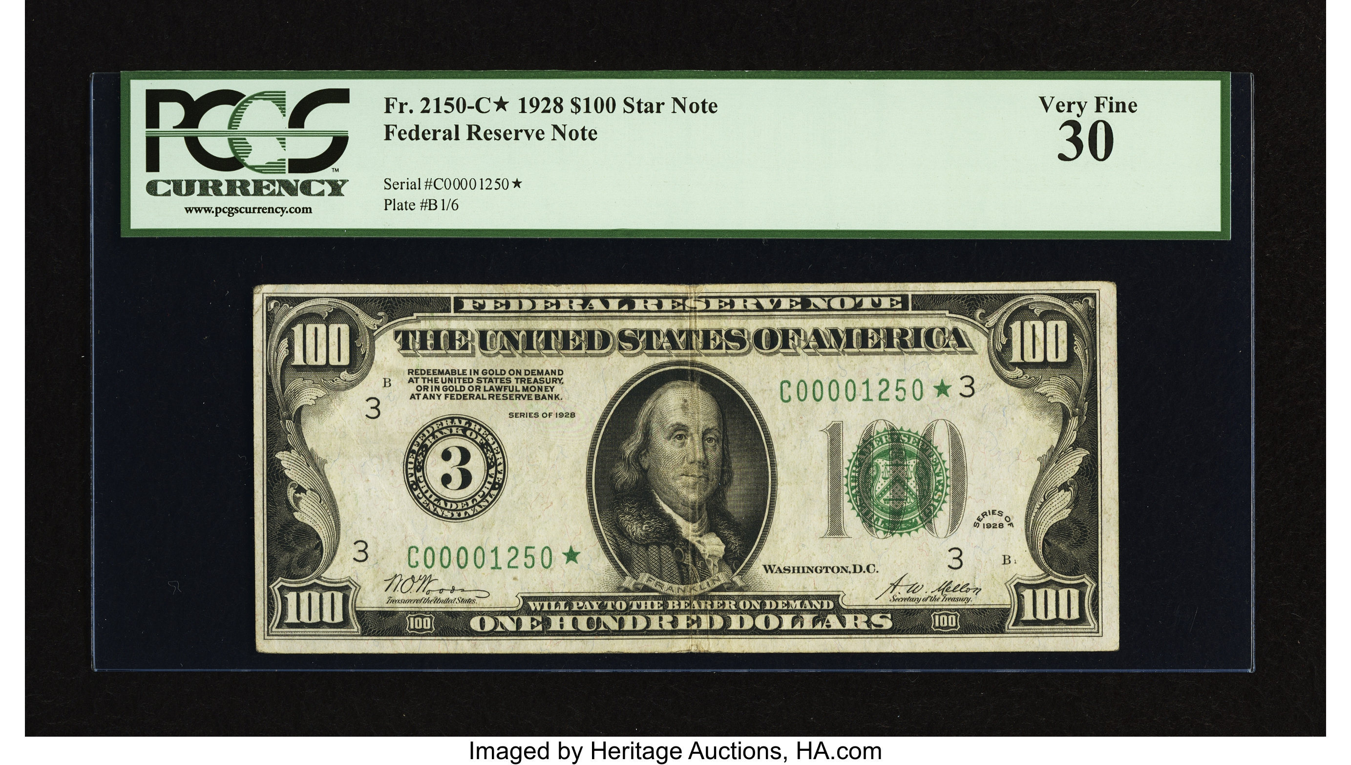 image for: Fr. 2150-C* $100 1928 Federal Reserve Note. PCGS Very Fine 30....