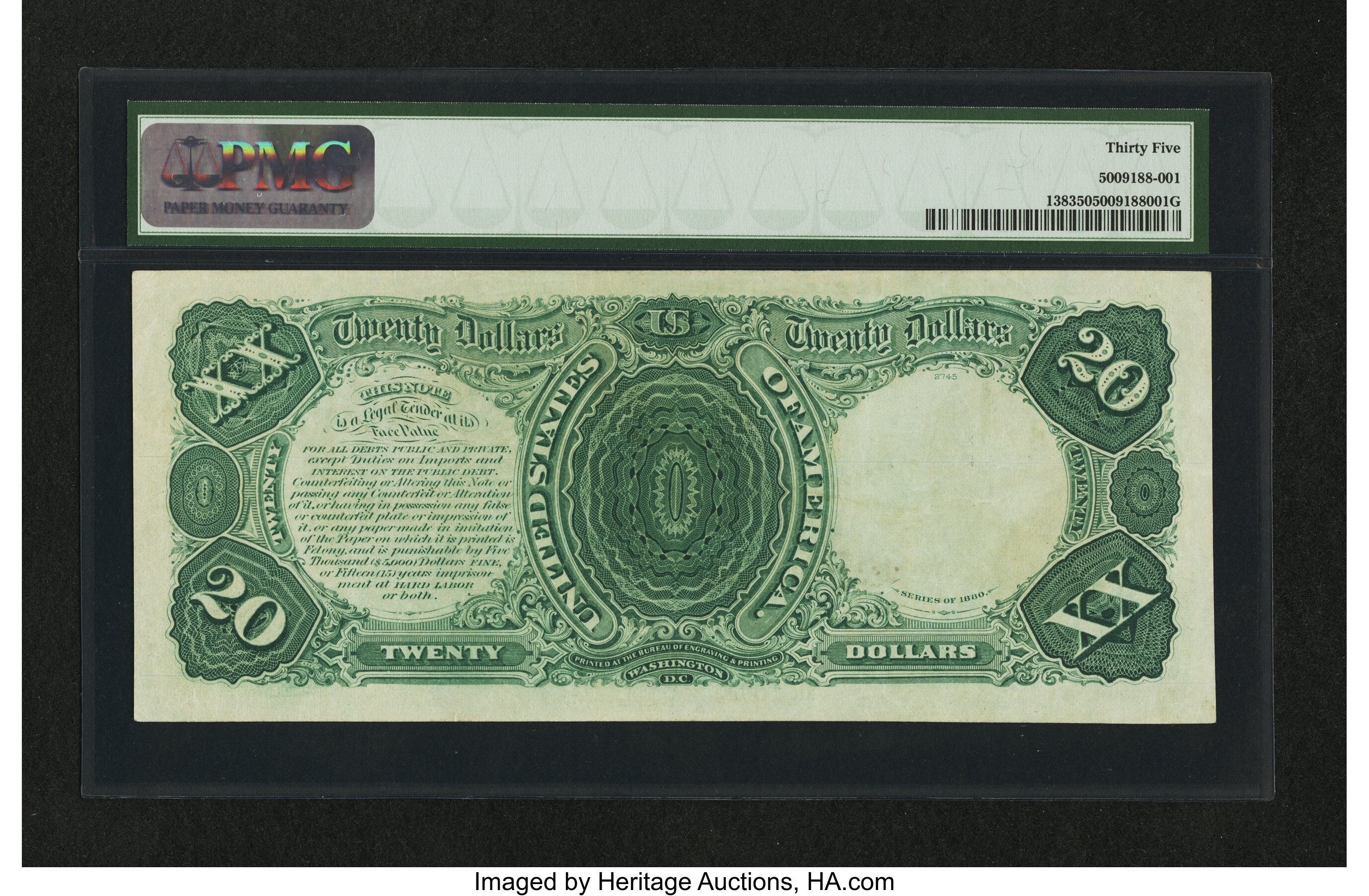 image for: Fr. 138 $20 1880 Legal Tender PMG Choice Very Fine 35....