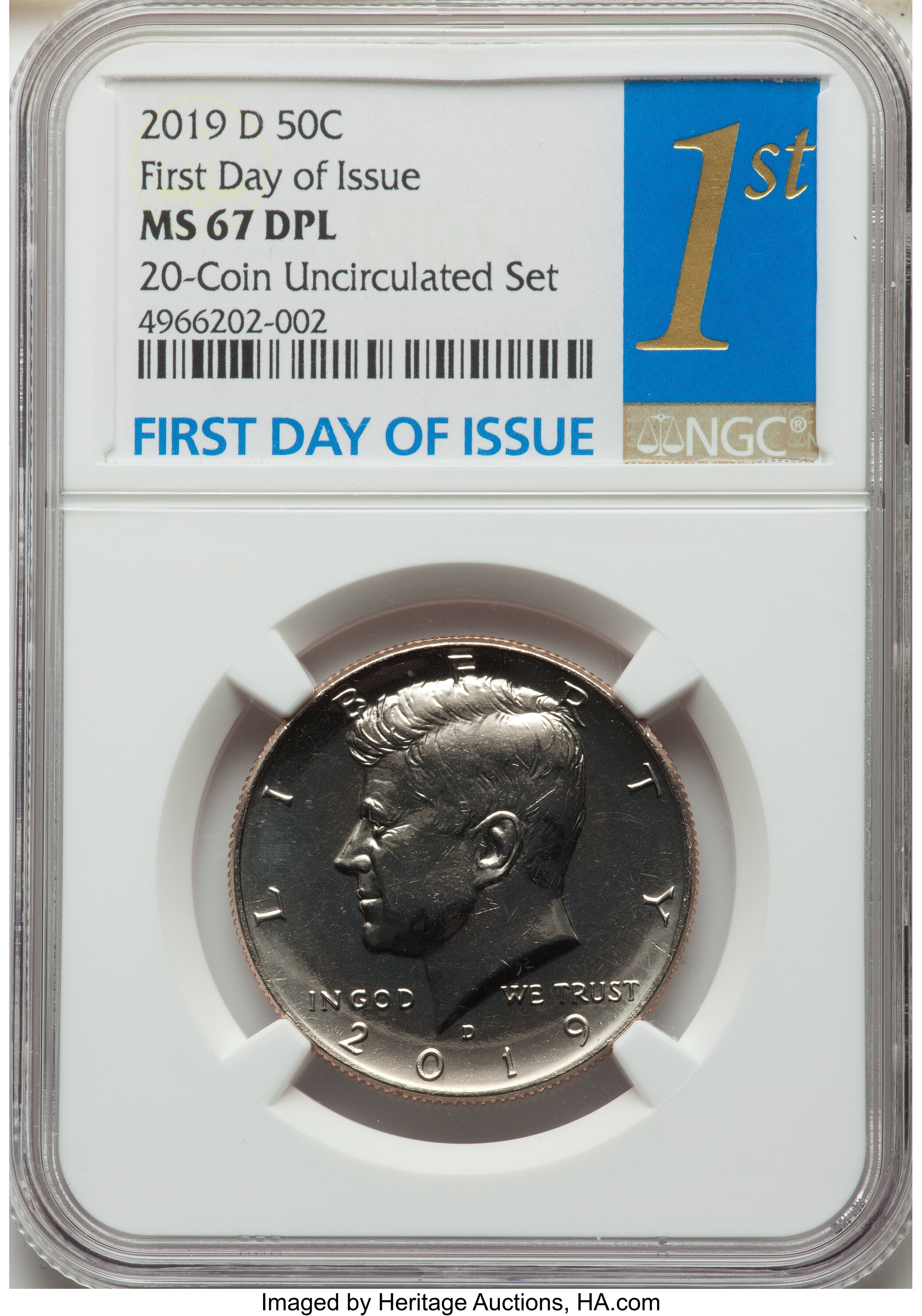 image for: 2019-D 50C Clad, First Day of Issue MS67 Deep Prooflike NGC. NGC Census: (0/0). PCGS Population: (61/4). CDN: $60 Whsle. Bi...