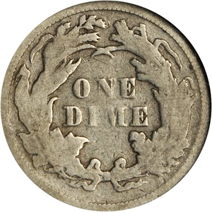 image for: 1873 Seated Liberty Dime. Arrows. VP-001. Doubled Die Obverse. VG-10 (NGC).