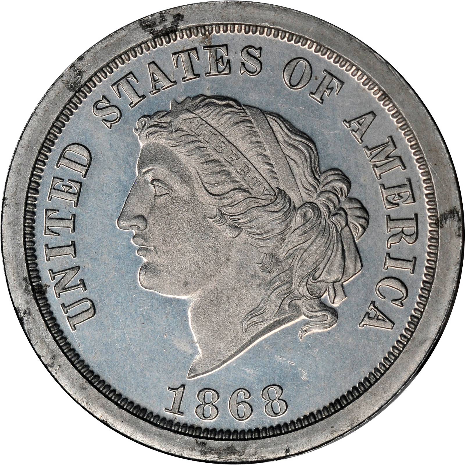 image for: 1868 Pattern Half Eagle. Judd-659, Pollock-732. Rarity-7-. Proof-63 (NGC).
