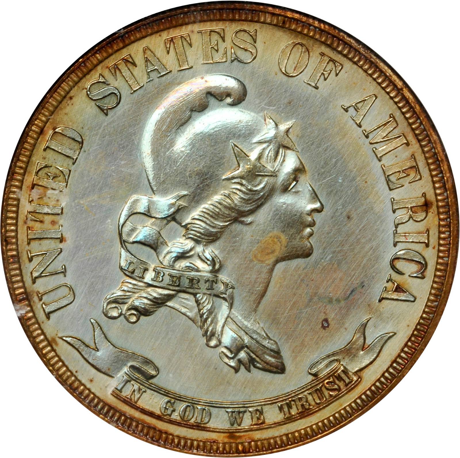 image for: 1870 Pattern Half Dollar. Judd-948, Pollock-1076. Rarity-7. Net Proof-50--Cleaned, Recolored (ANACS). OH.