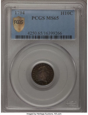 image for: 1794 H10C MS65 PCGS Secure. V-1, LM-1, R.6....
