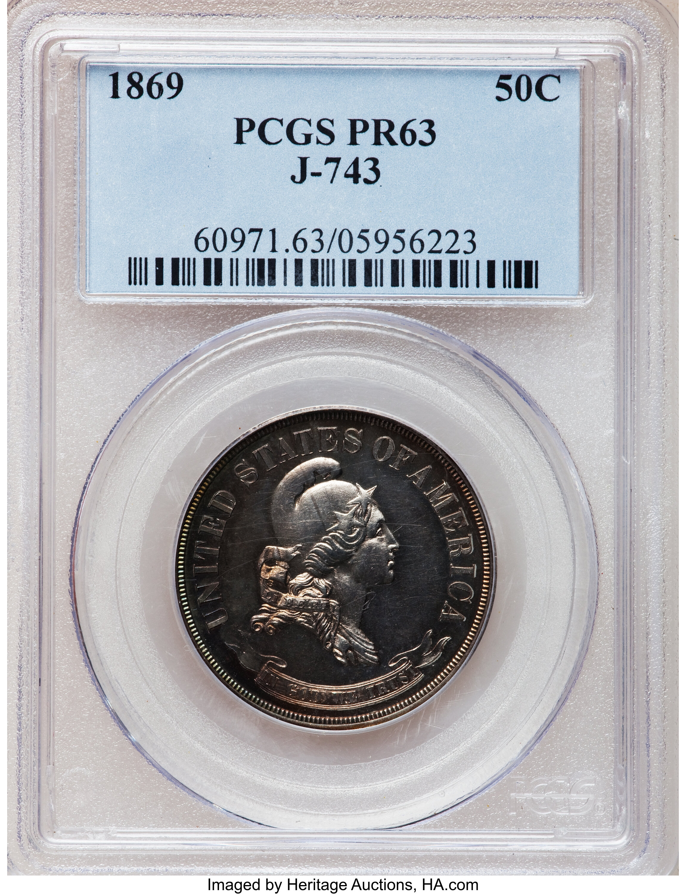 image for: 1869 50C Standard Silver Half Dollar, Judd-743, Pollock-824, High R.6, PR63 PCGS....