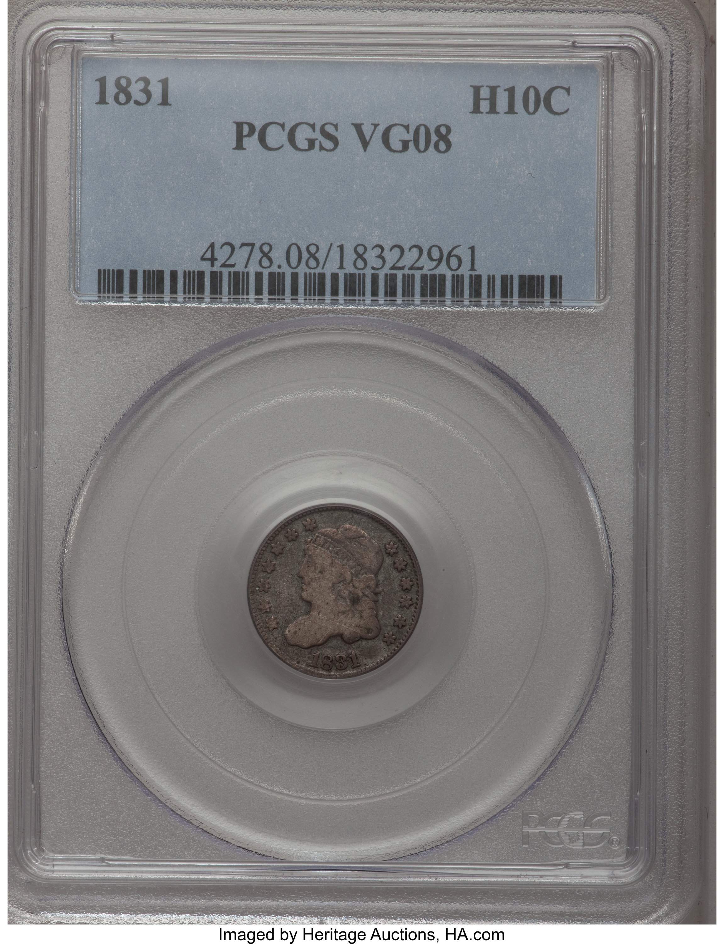 1831 H10C VG8 PCGS. PCGS Population (1/655). NGC Census: (0/630). Mintage: 1,200,000. Numismedia Wsl. Price for problem fre...