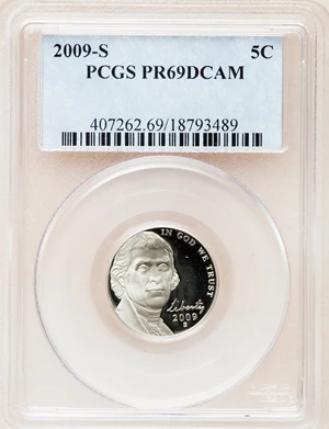 image for: 2009-S 5C PR69 Deep Cameo PCGS. PCGS Population (2305/148). NGC Census: (0/0). Numismedia Wsl. Price for problem free NGC/...