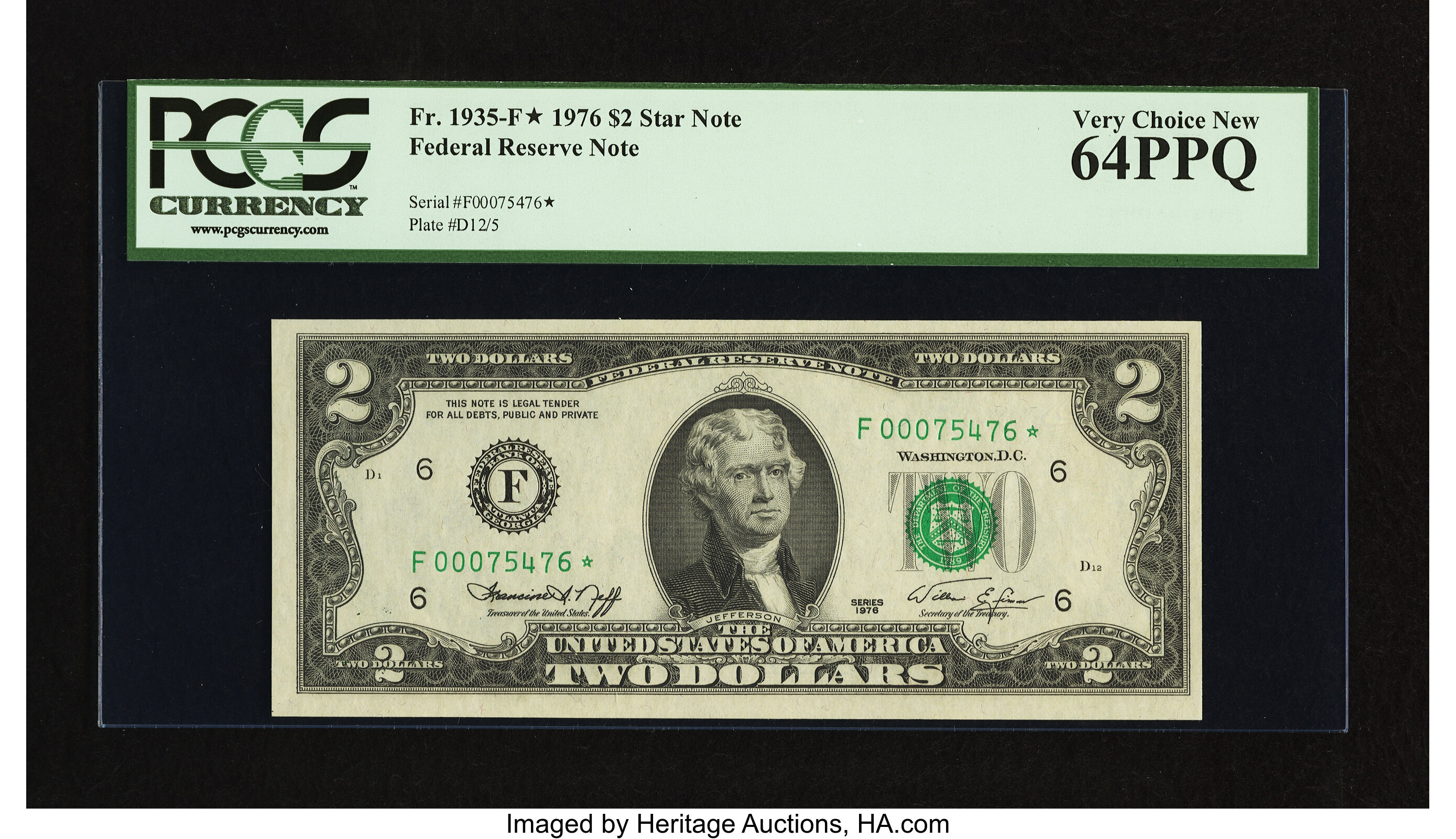 image for: Fr. 1935-F* $2 1976 Federal Reserve Note. PCGS Very Choice New 64PPQ....