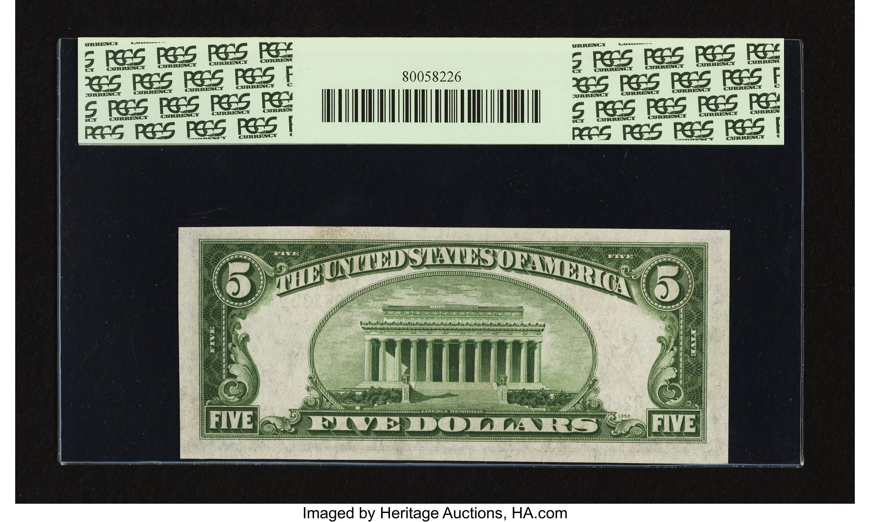 image for: Fr. 1957-C $5 1934A Federal Reserve Note. PCGS Choice About New 55....