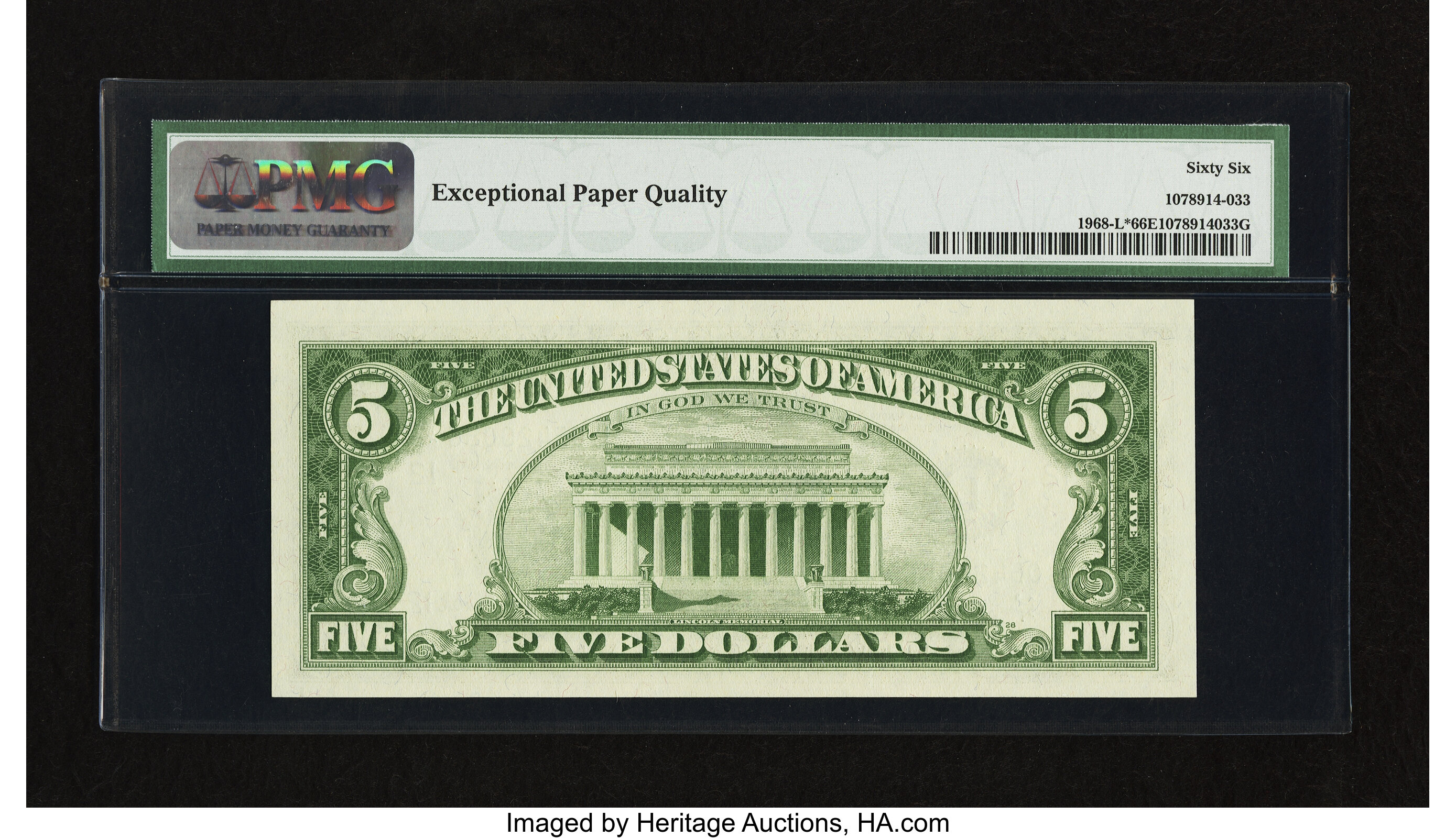image for: Fr. 1968-L* $5 1963A Federal Reserve Note. PMG Gem Uncirculated 66 EPQ....