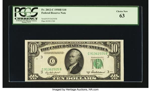 image for: Fr. 2012-C $10 1950B Federal Reserve Note. PCGS Choice New 63....