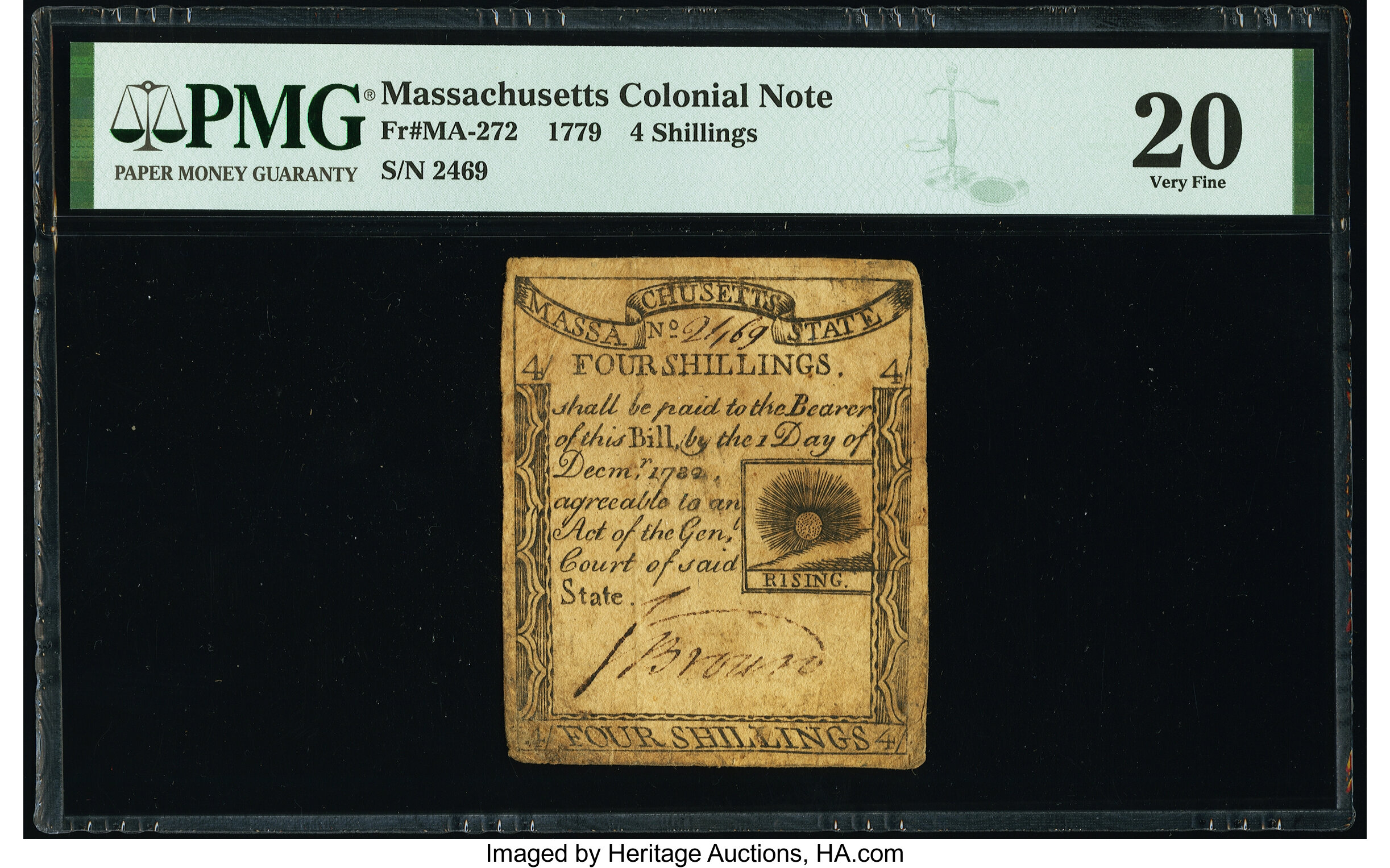image for: Massachusetts 1779 4s PMG Very Fine 20....