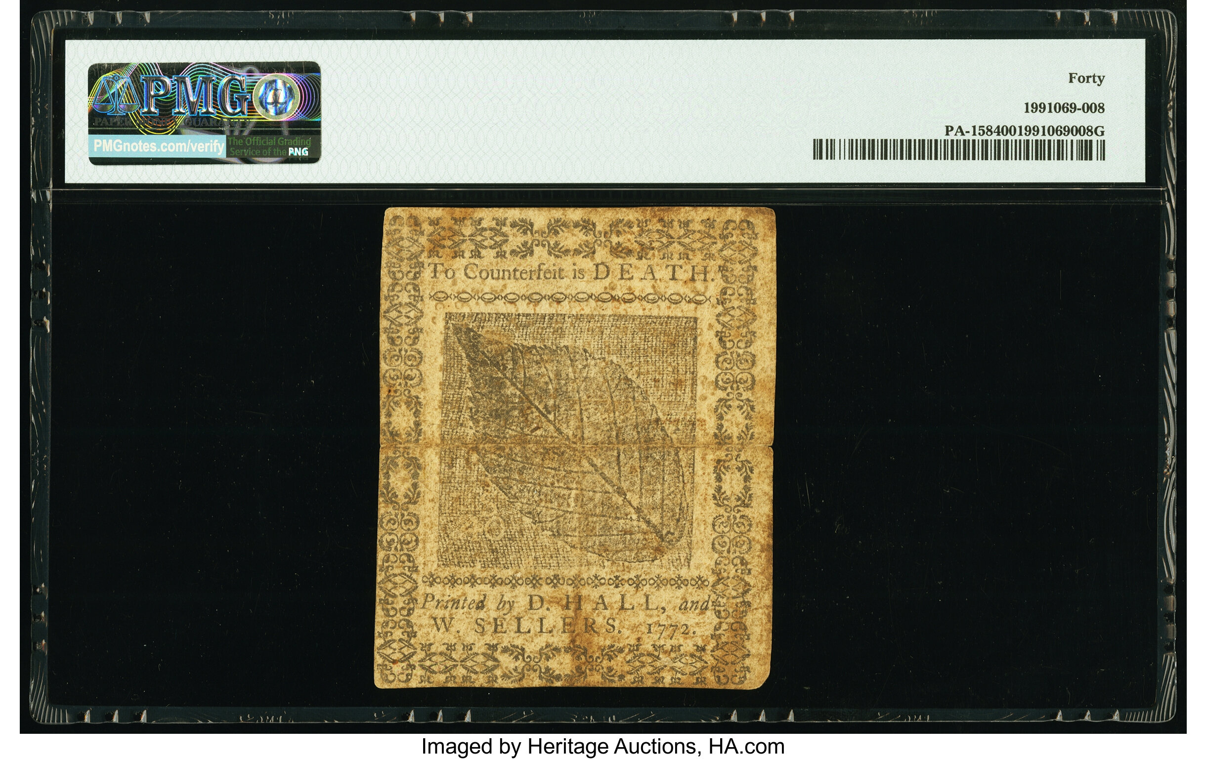 image for: Pennsylvania April 3, 1772 40s PMG Extremely Fine 40....