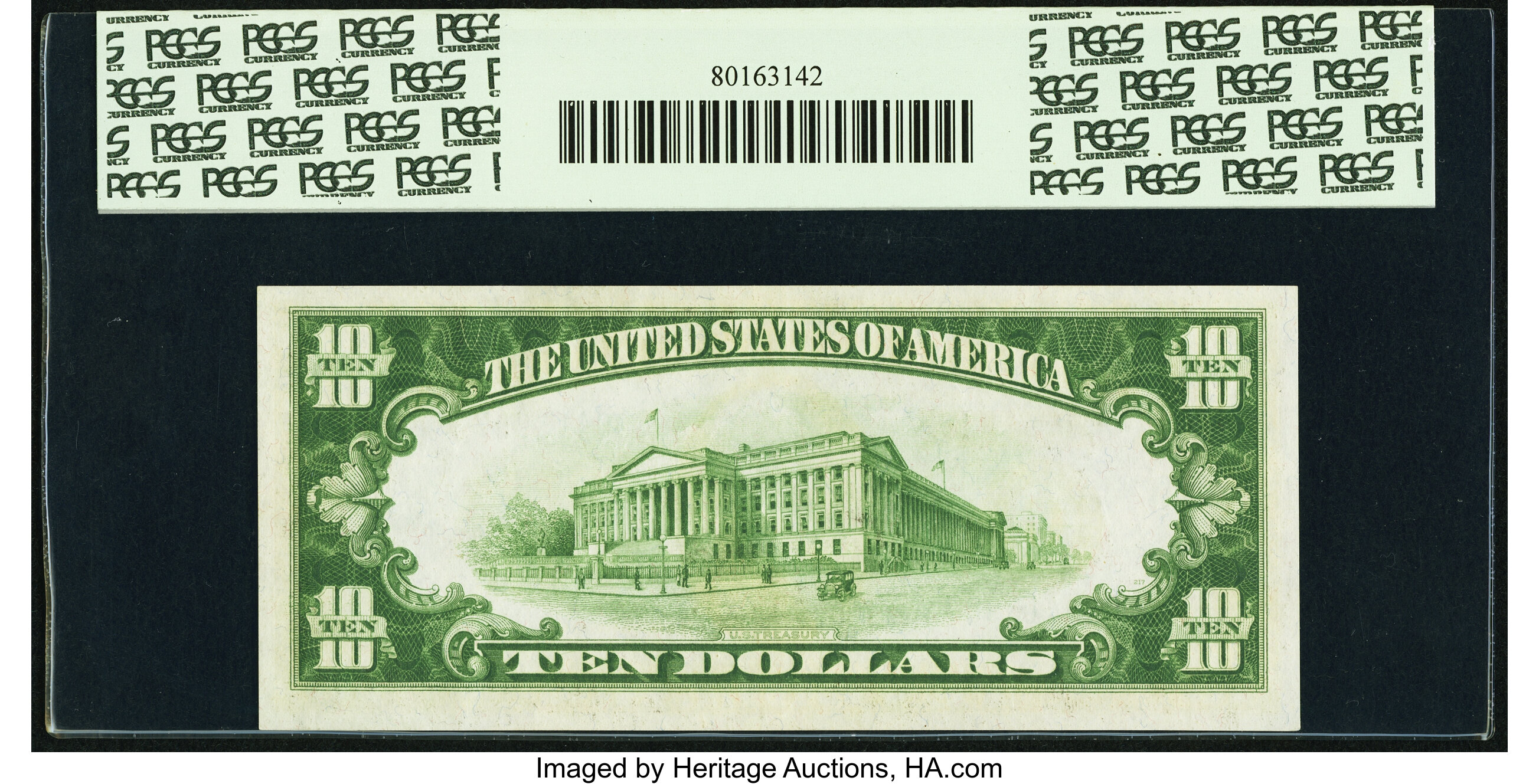 image for: Fr. 2002-G* $10 1928B Dark Green Seal Federal Reserve Star Note. PCGS Choice About New 58PPQ....