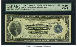 image for: Fr. 732 $1 1918 Federal Reserve Bank Note PMG Choice Very Fine 35....