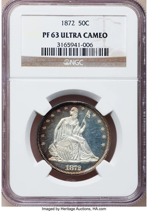 image for: 1872 50C PR63 Ultra Cameo NGC....