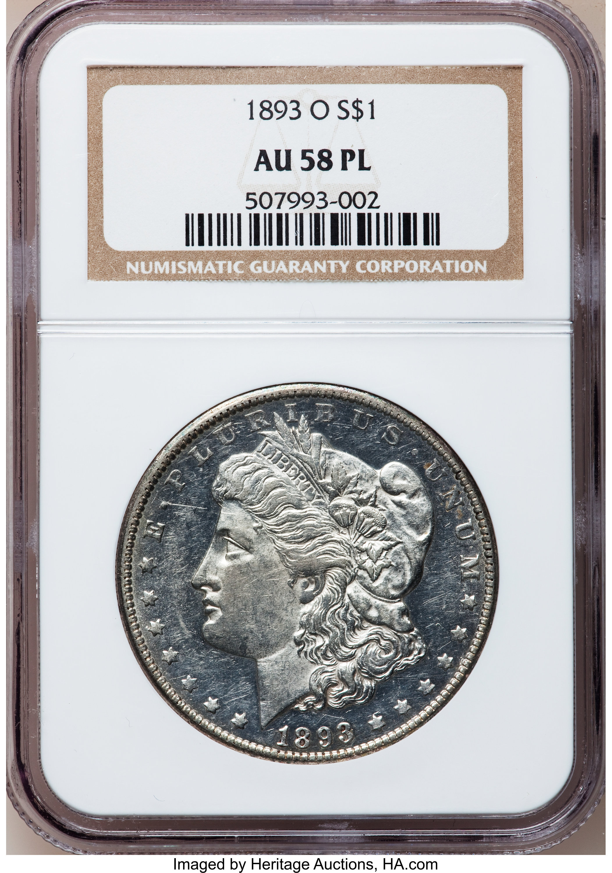 image for: 1893-O $1 AU58 Prooflike NGC....
