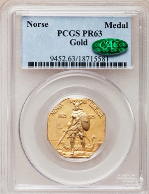image for: 1925 Medal Norse Gold Medal PR63 PCGS. CAC....