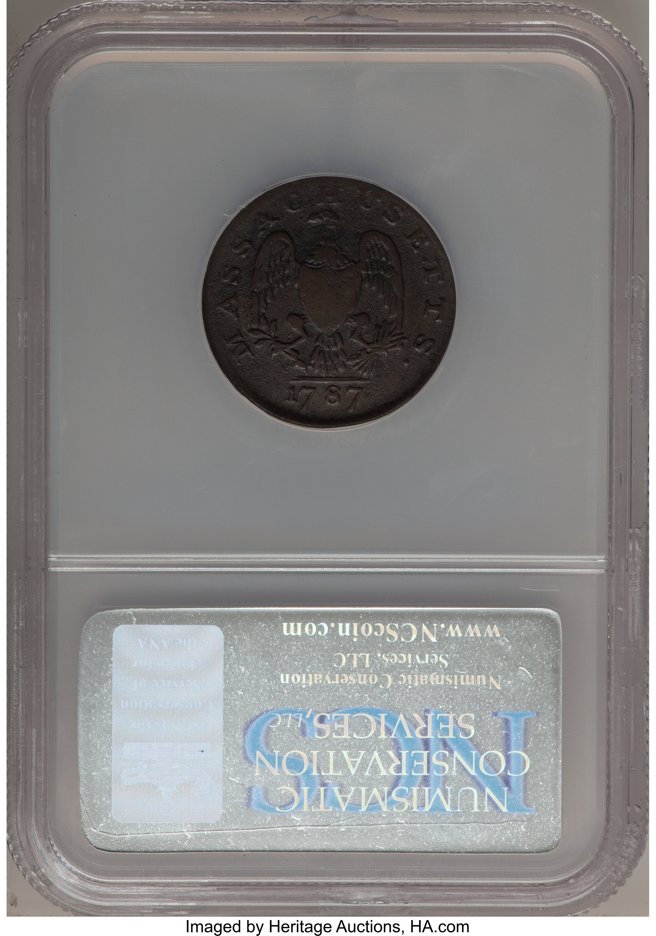 image for: 1787 1C Massachusetts Cent, Arrows in Right Talon Genuine NCS. We believe that Environmental Damage is the reasons NCS deem...