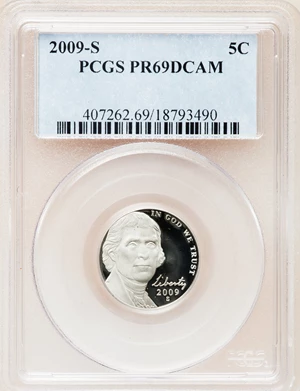 image for: 2009-S 5C PR69 Deep Cameo PCGS. PCGS Population (2305/148). NGC Census: (0/0). Numismedia Wsl. Price for problem free NGC/...