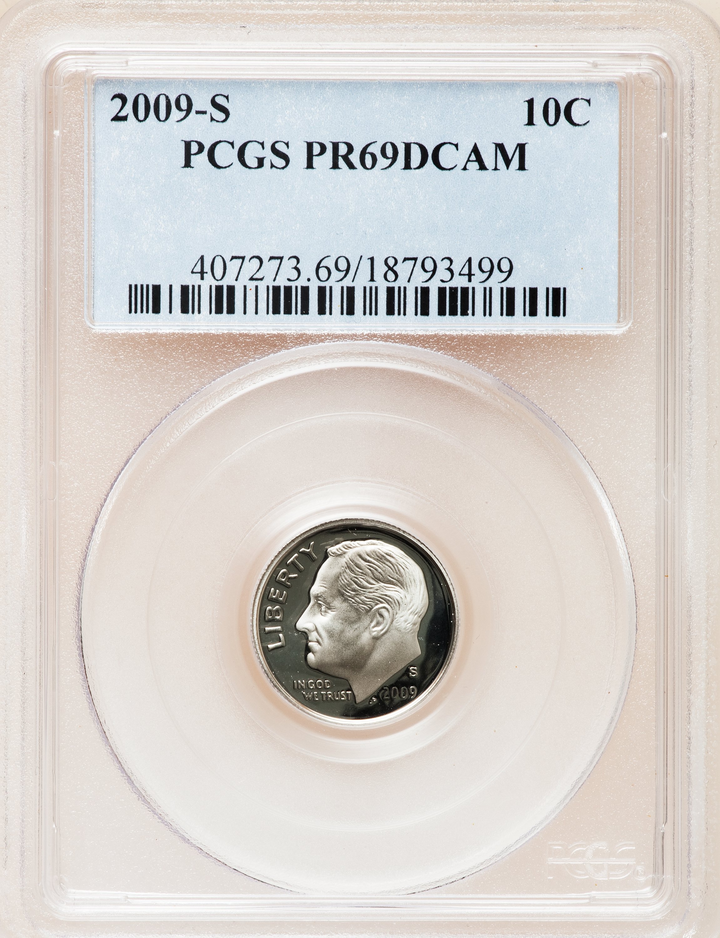 image for: 2009-S 10C Clad PR69 Deep Cameo PCGS. PCGS Population (940/338). NGC Census: (0/0).  Numismedia Wsl. Price for problem free...