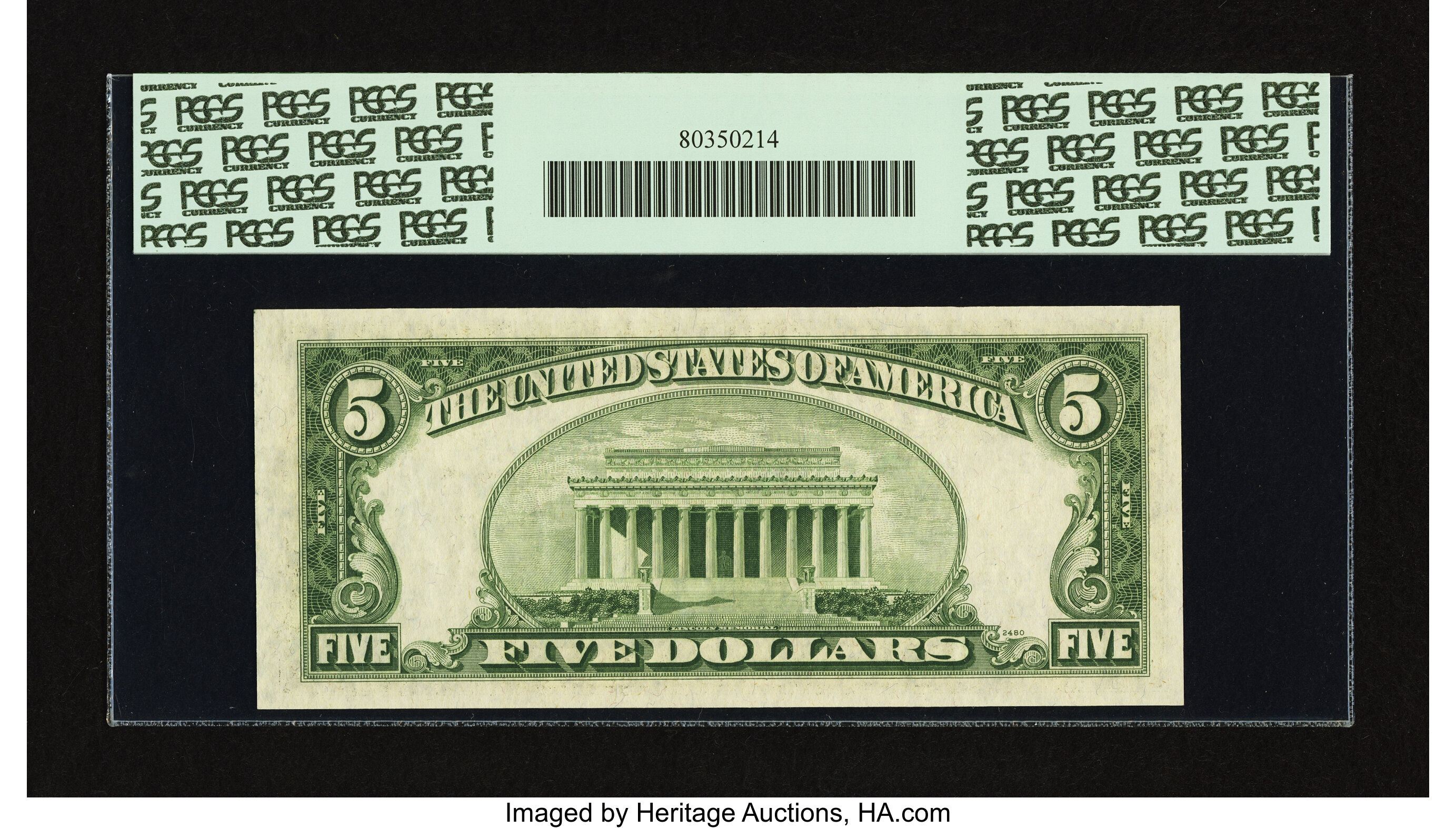 image for: Fr. 1964-H* $5 1950C Federal Reserve Note. PCGS Very Choice New 64PPQ....