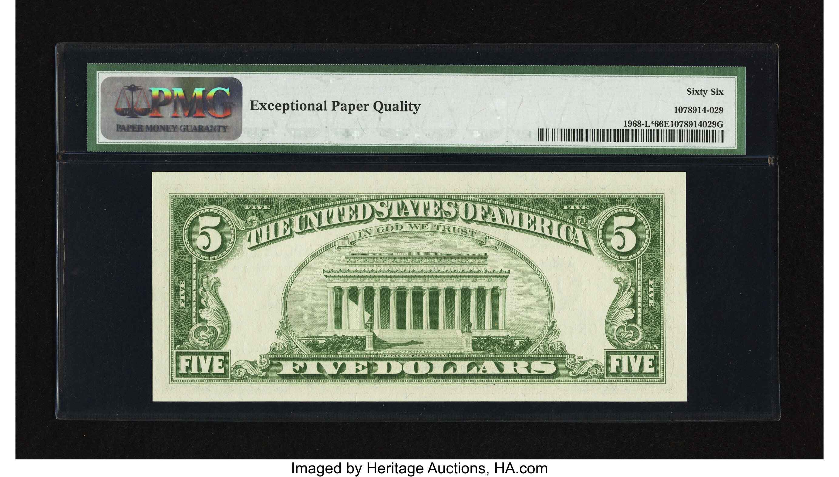 image for: Fr. 1968-L* $5 1963A Federal Reserve Note. PMG Gem Uncirculated 66 EPQ....