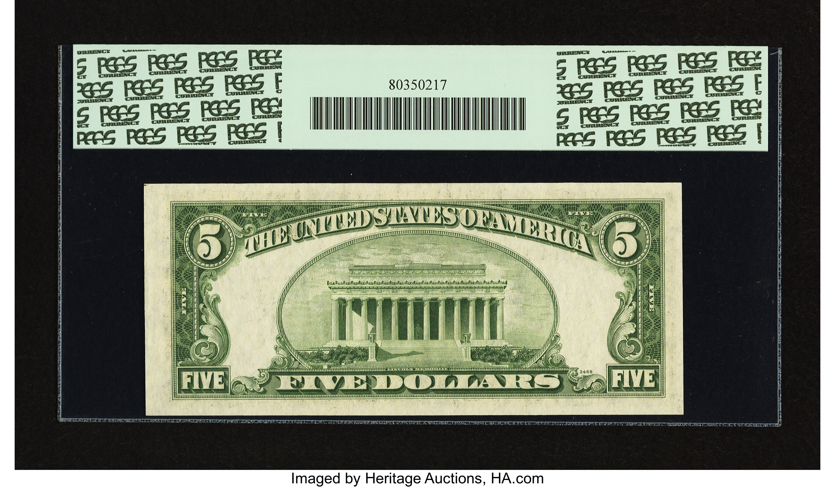 image for: Fr. 1964-H* $5 1950C Federal Reserve Note. PCGS Very Choice New 64PPQ....
