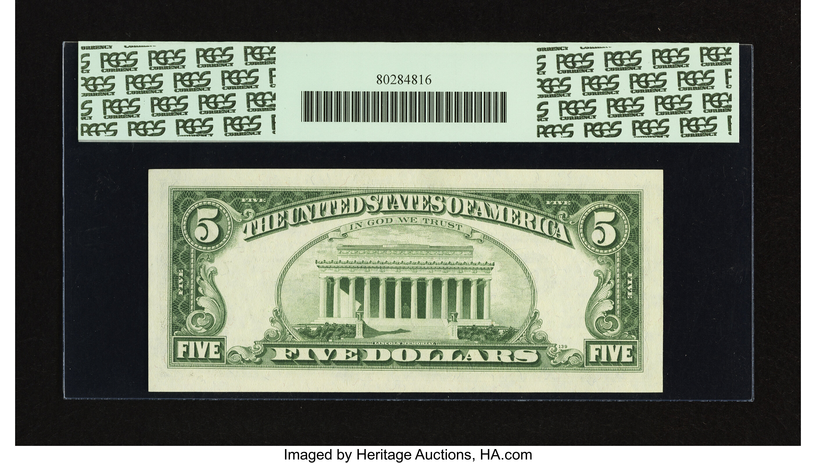 image for: Fr. 1969-G $5 1969 Federal Reserve Note. PCGS Gem New 66PPQ....