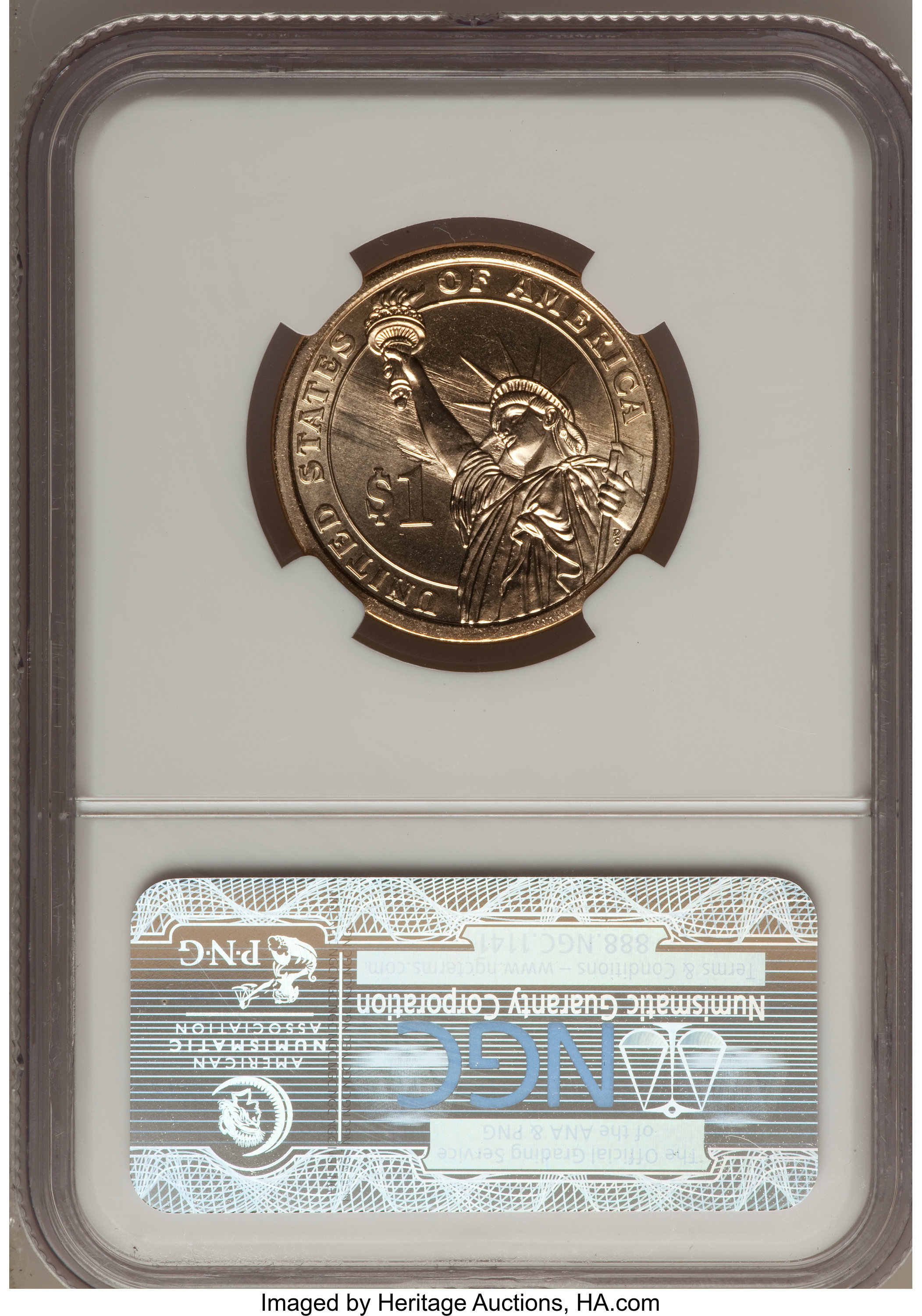 image for: (2009) $1 James Polk, Missing Edge Lettering MS65 NGC....