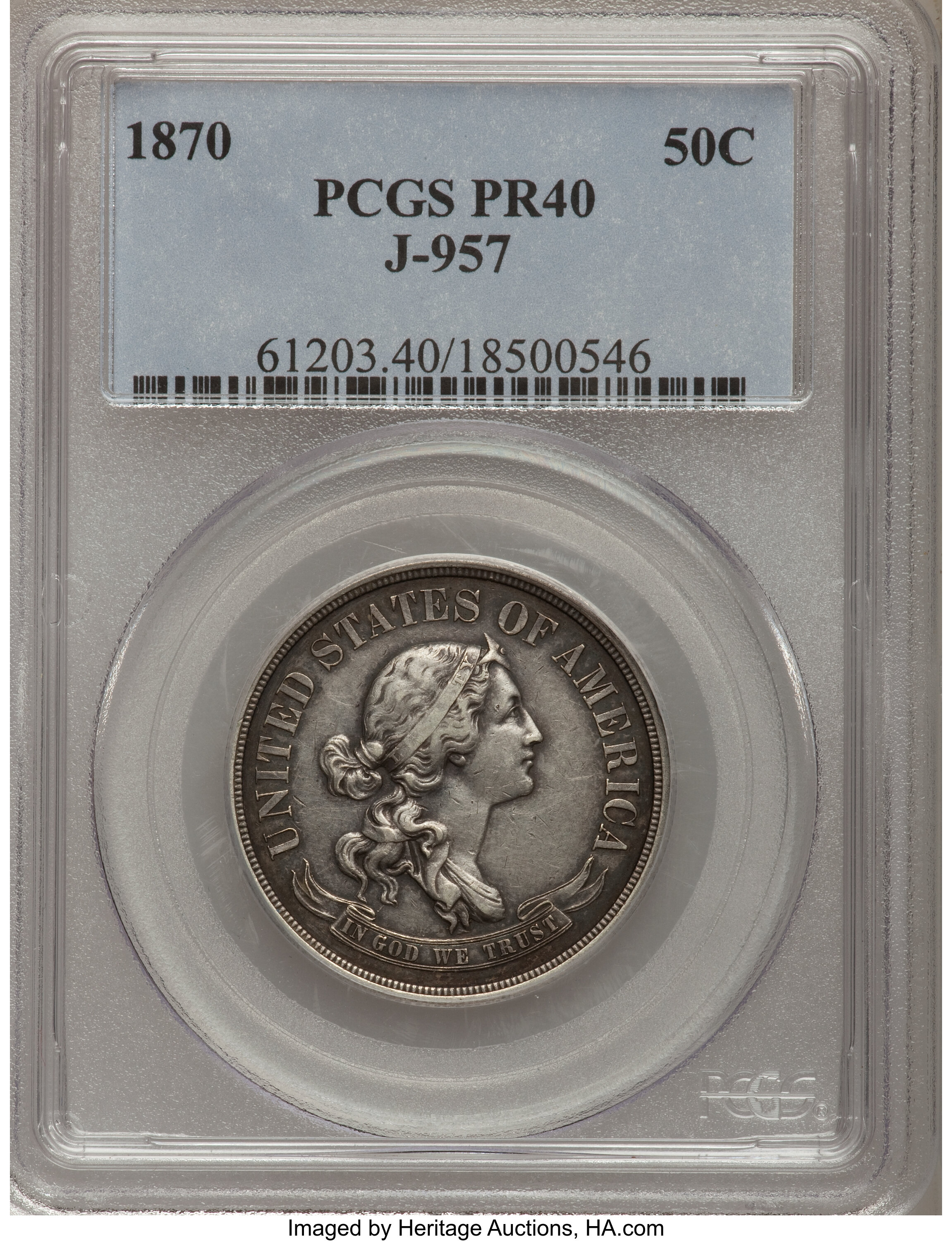 image for: 1870 50C Standard Silver Half Dollar, Judd-957, Pollock-1108, R.5, PR40 PCGS....