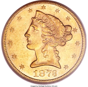 image for: 1873-CC $5 MS62 PCGS....