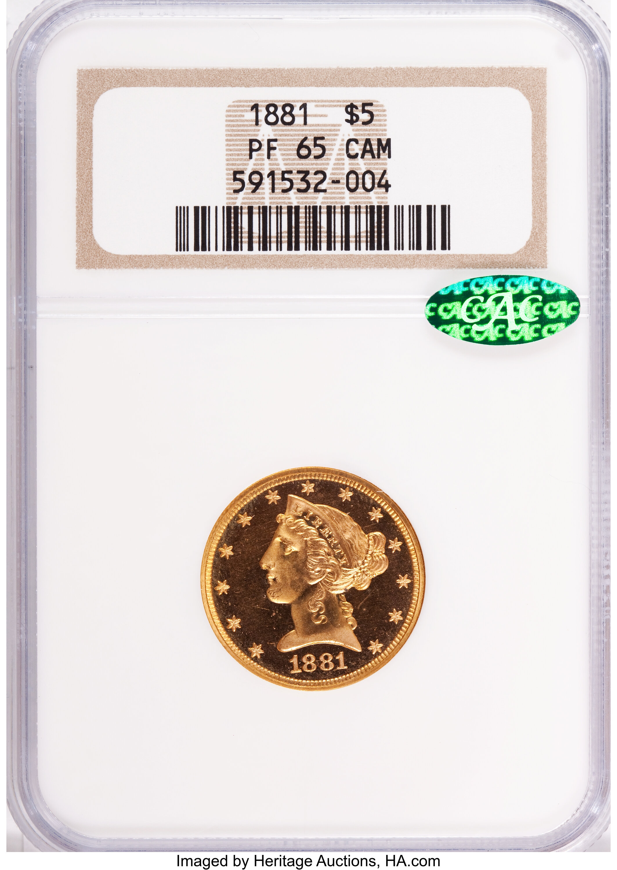 image for: 1881 $5 PR65 Cameo NGC. CAC....