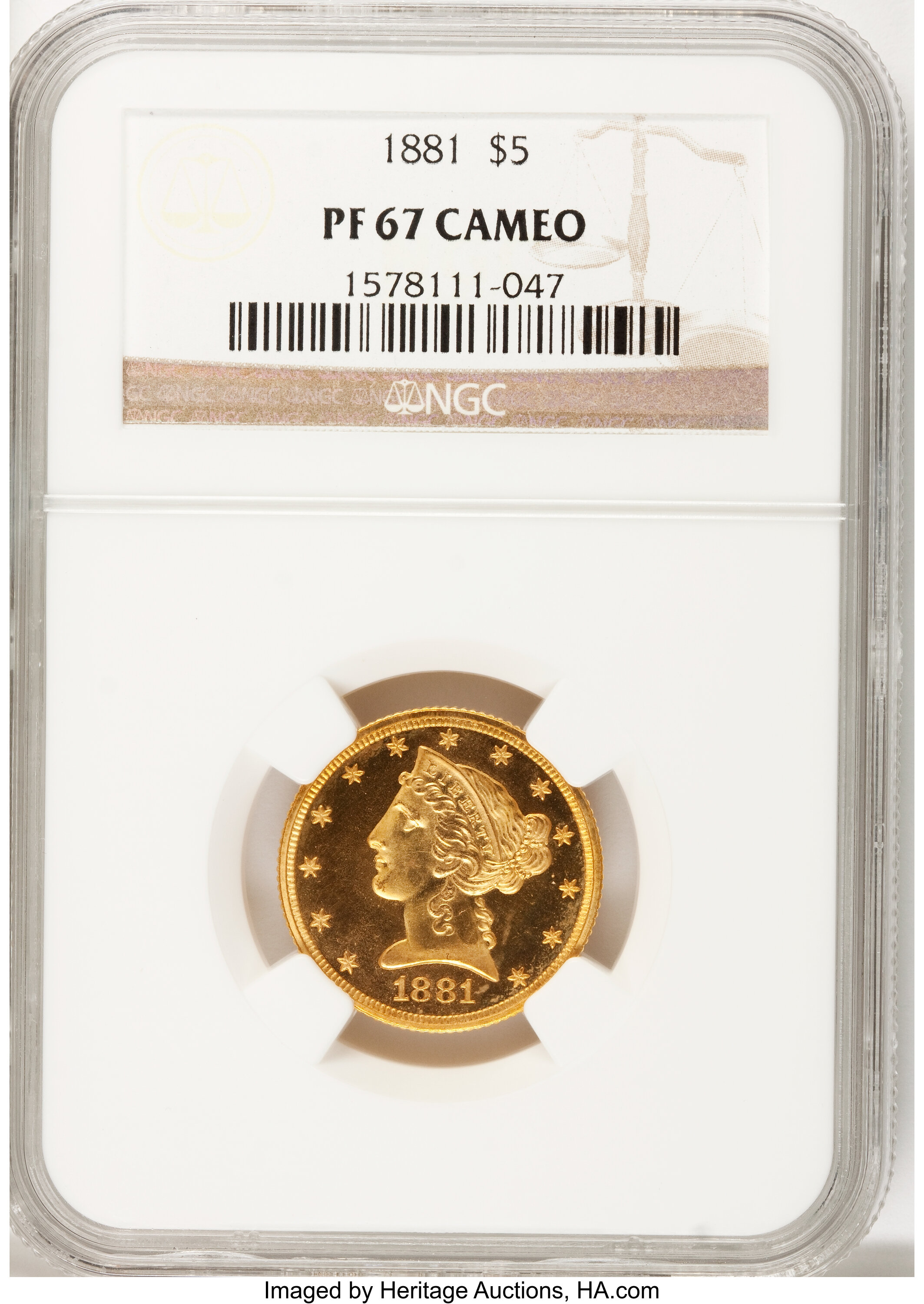 image for: 1881 $5 PR67 Cameo NGC....