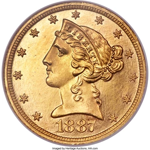 image for: 1887 $5 PR64 Cameo NGC....