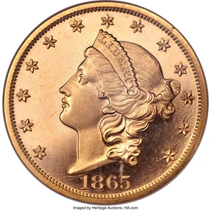 image for: 1865 $20 PR64 Cameo NGC. CAC....