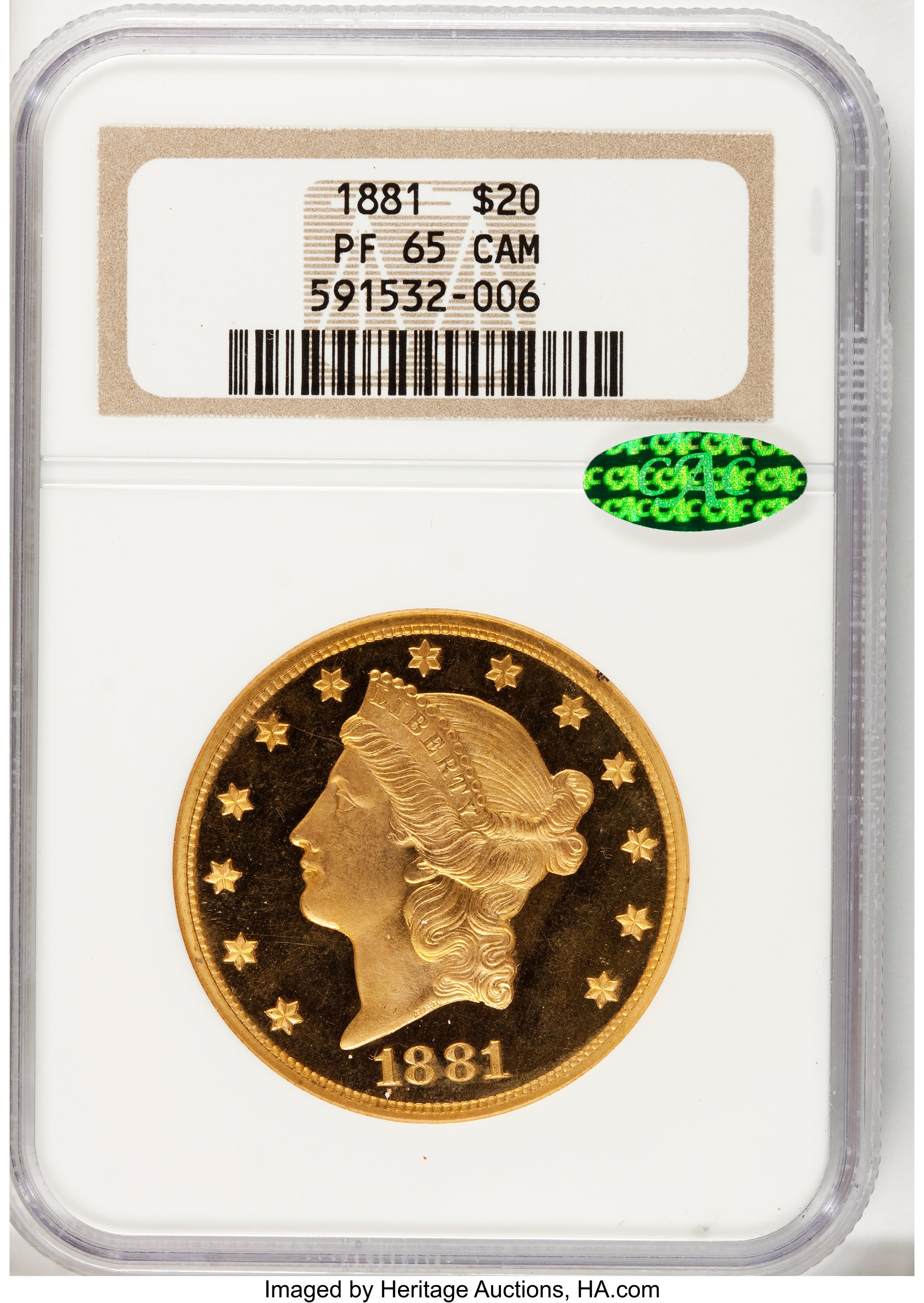 image for: 1881 $20 PR65 Cameo NGC. CAC....