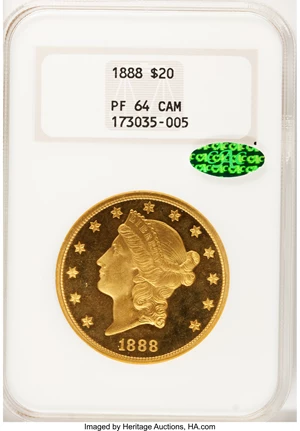 image for: 1888 $20 PR64 Cameo NGC. CAC....