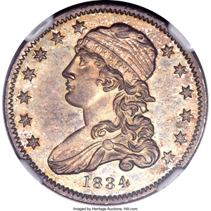 image for: 1834 Capped Bust Quarter PR65 NGC. B-2, R.7 as a Proof. ...