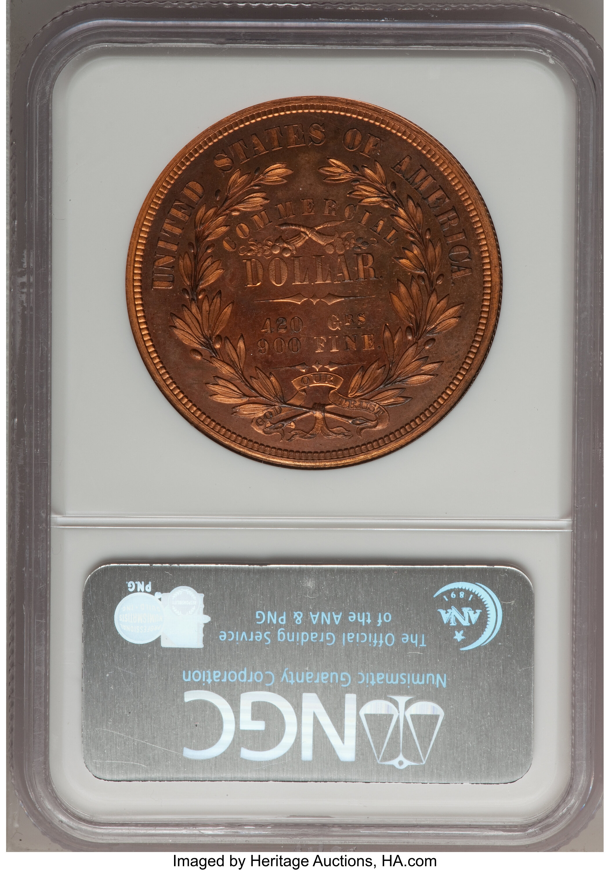 image for: 1871 T$1 Commercial Dollar, Judd-1156, Pollock-1300, R.7-8, PR66 Red NGC....