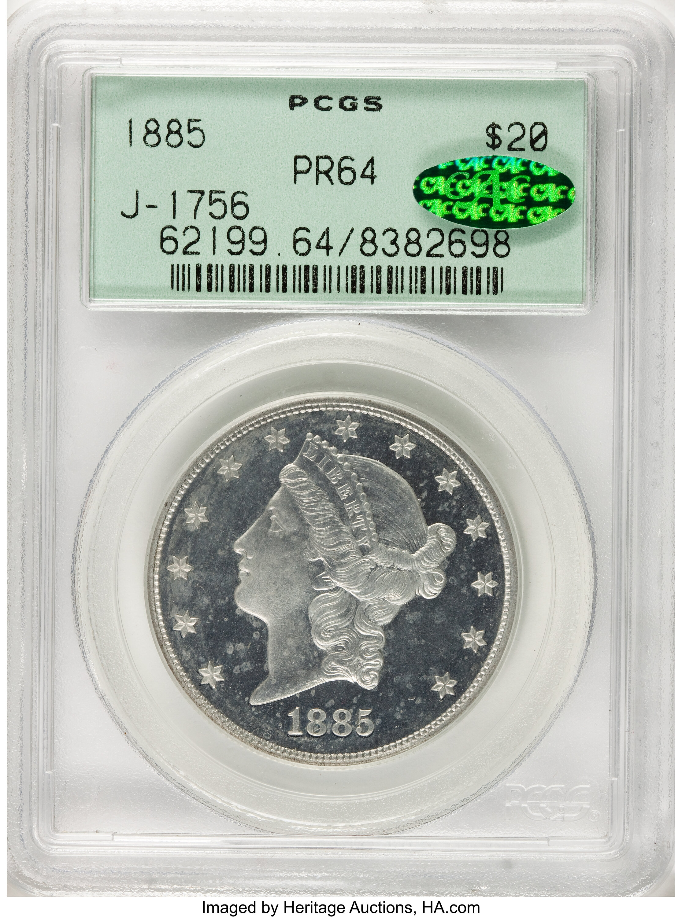 image for: 1885 $20 Twenty Dollar, Judd-1756, Pollock-1969, R.8, PR64 PCGS. CAC....