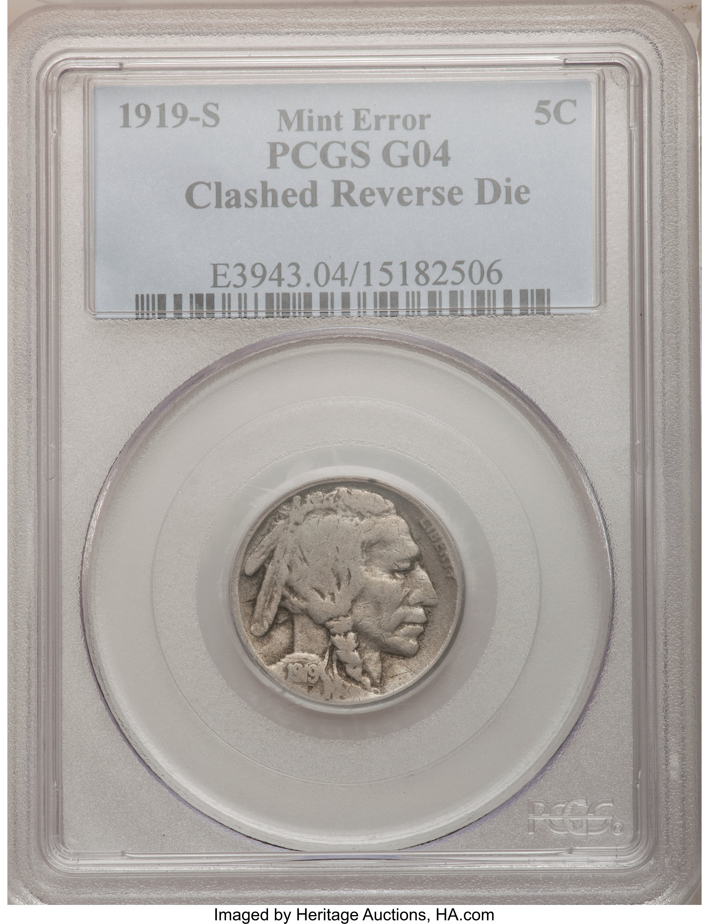 1919-S 5C Indian Head Or Buffalo Nickel Five-Cent Clashed Reverse Die Good 4 PCGS. PCGS Population (3/836). NGC Census: (0/...