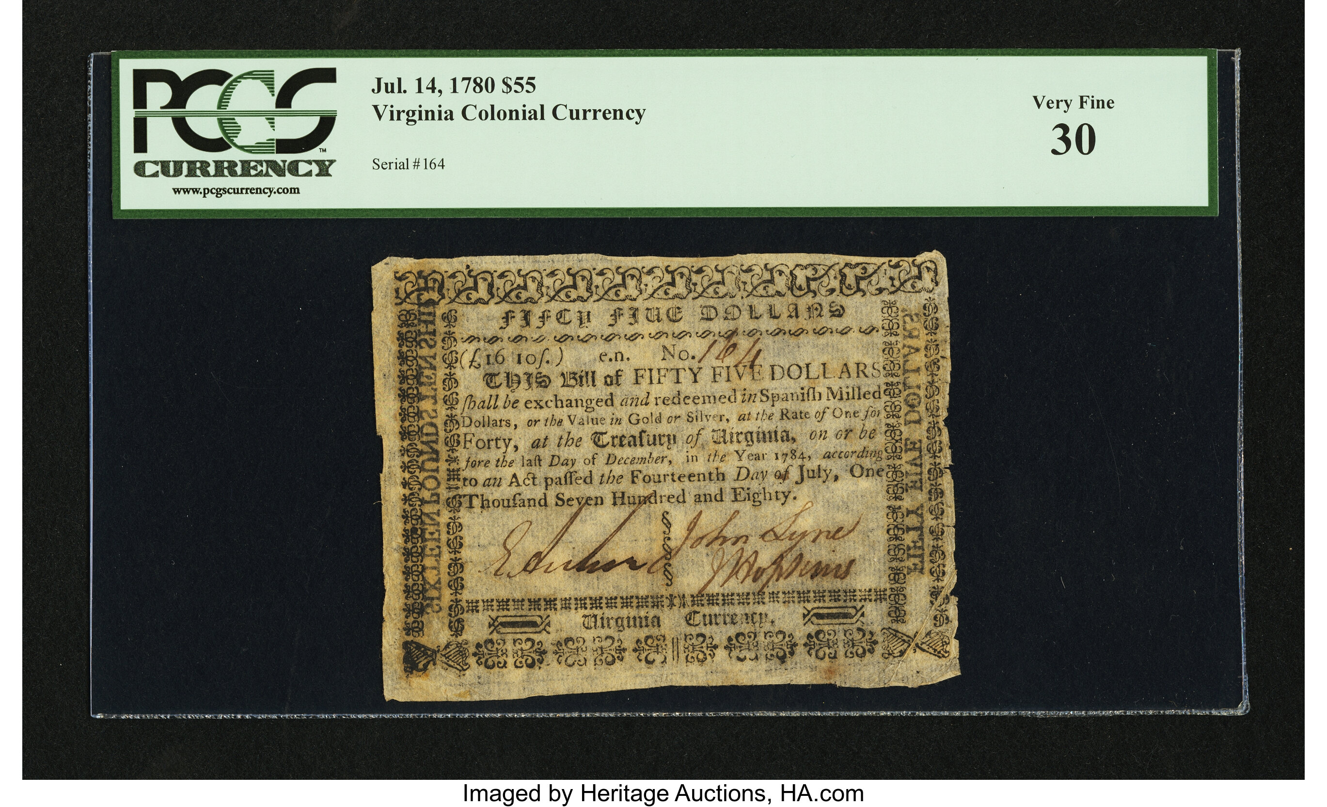 image for: Virginia July 14, 1780 $55 PCGS Very Fine 30....
