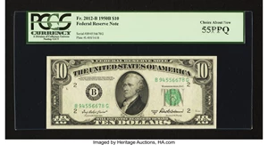 image for: Fr. 2012-B $10 1950B Federal Reserve Note. PCGS Choice About New 55PPQ....