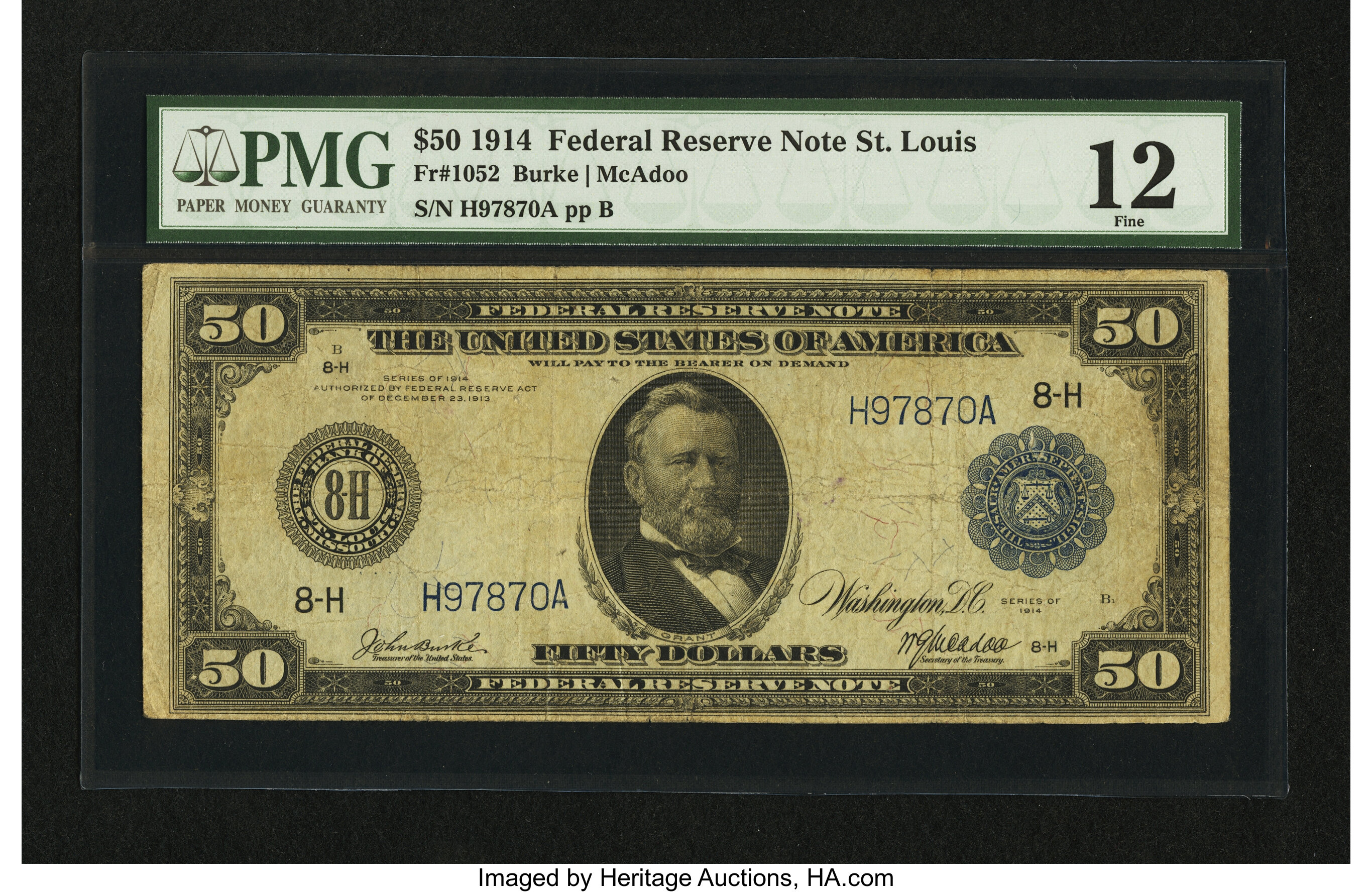 image for: Fr. 1052 $50 1914 Federal Reserve Note. PMG Fine 12....