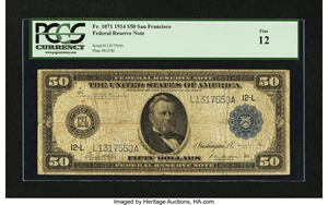 image for: Fr. 1071 $50 1914 Federal Reserve Note. PCGS Fine 12....