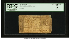 image for: Maryland January 1, 1767 $4 PCGS Apparent Fine 15....