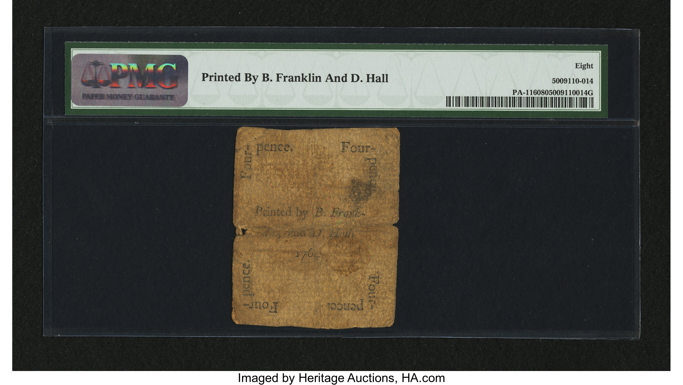 image for: Pennsylvania June 18, 1764 4d PMG Very Good 8....